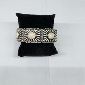 Icin Stretch bracelet women's CostumeSilver Antiqued Natural Color Stone Western